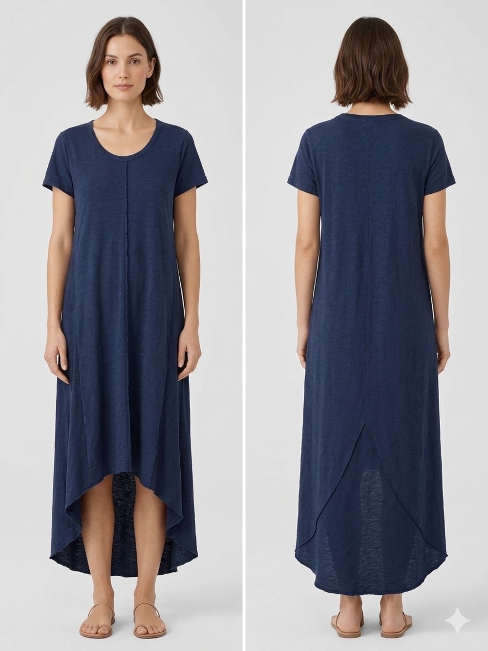 Dylan By True Grit High Low Dress Cototn Robbed Lagenlook Artsy Beachy , Large - Picture 1 of 5